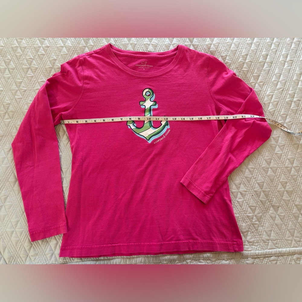Vineyard Vines Fuchsia Anchor Long Sleeve Tee- ladies small